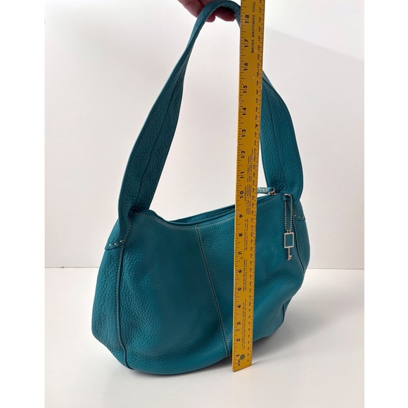 Vintage Fossil Teal Pebbled Leather Hobo Shoulder Bag – with Key Charm Y2K - Picture 11 of 11